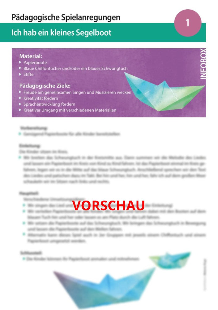 "Ich hab ein kleines Segelboot" - Noten und Spielanregungen Download