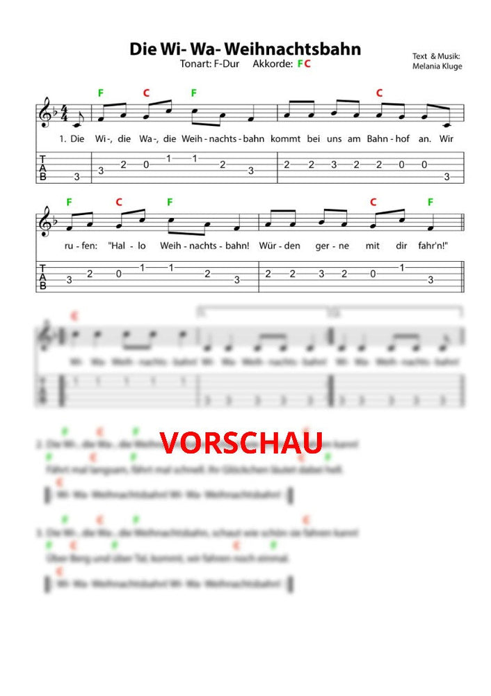 "Die Wi-Wa-Weihnachtsbahn" - Noten und Spielanregungen Download