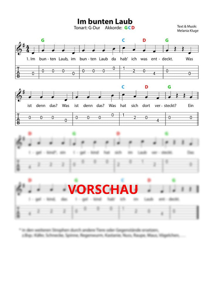"Im bunten Laub" - Noten und Spielanregungen Download