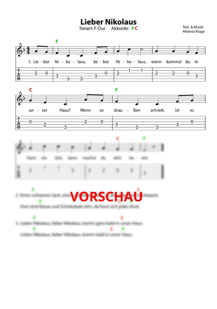 "Lieber Nikolaus" - Noten und Spielanregungen Download
