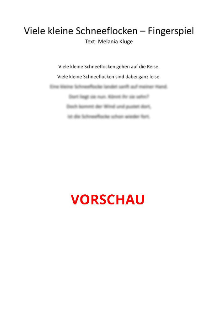 "Viele kleine Schneeflocken – Fingerspiel" - Text und Spielanregungen Download
