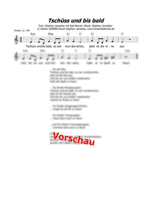 "Abschiedslied (Tschüss und bis bald)" - Noten Download