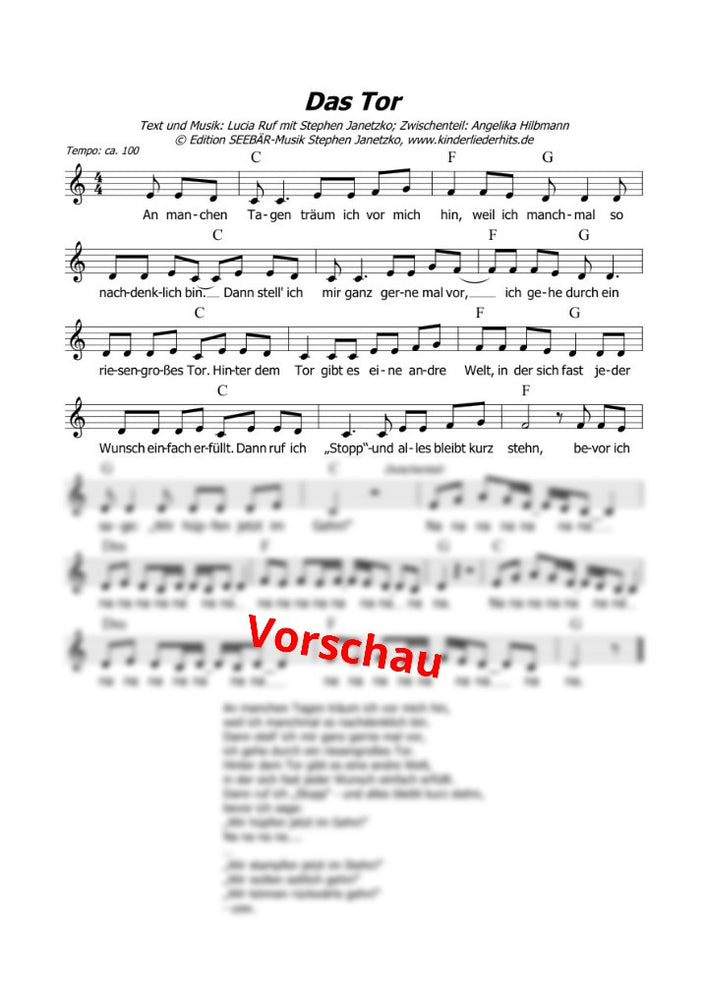 "Das Tor" - Noten Download