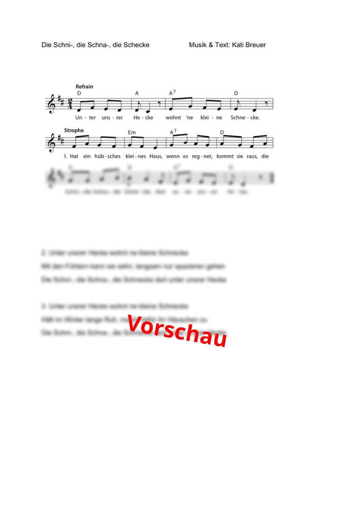 "Die Schni-, die Schna-, die Schecke" - Noten Download