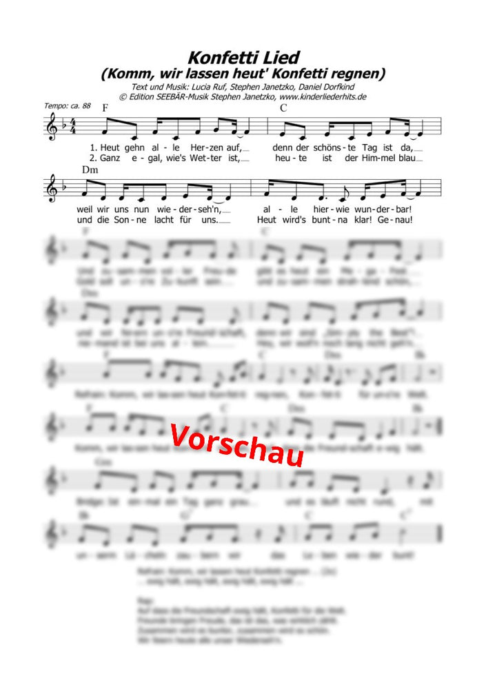 "Konfetti Lied" - Noten Download