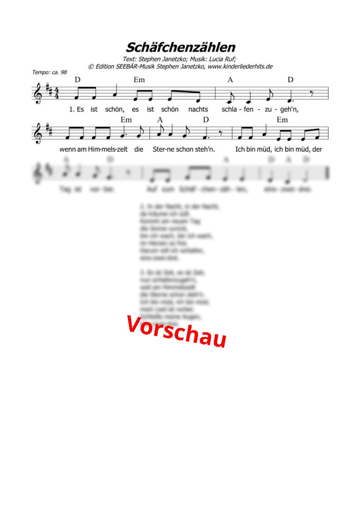 "Schäfchenzählen" - Noten Download