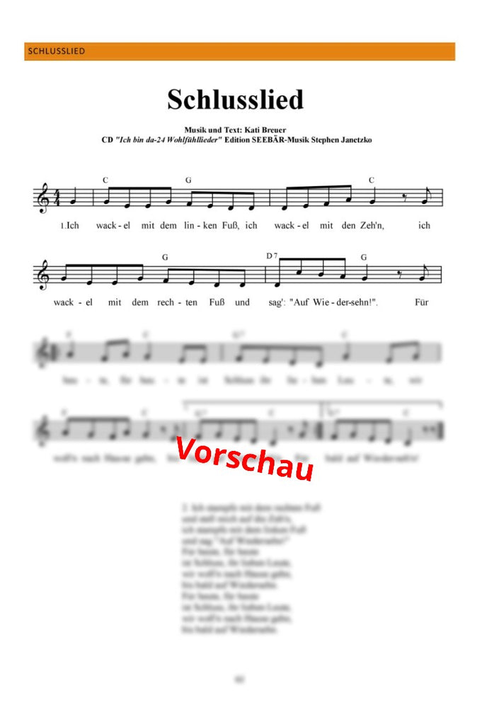 "Schlusslied (auf Wiedersehn, auf Wiedersehn)" - Noten Download