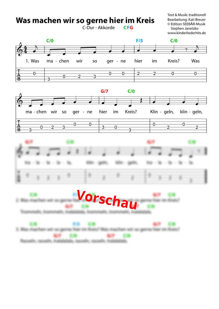 "Was machen wir so gerne hier im Kreis" - Noten Download