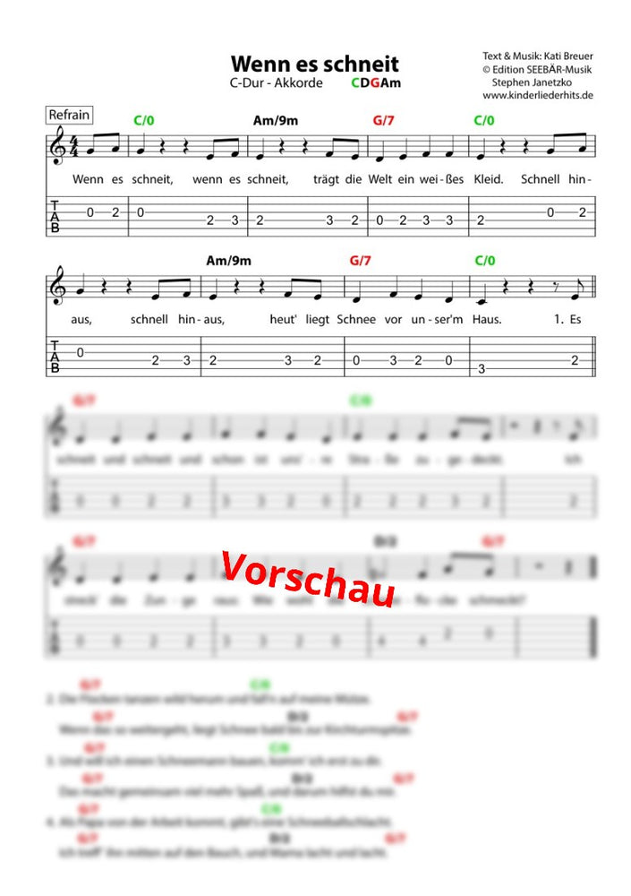 "Wenn es schneit" - Noten Download