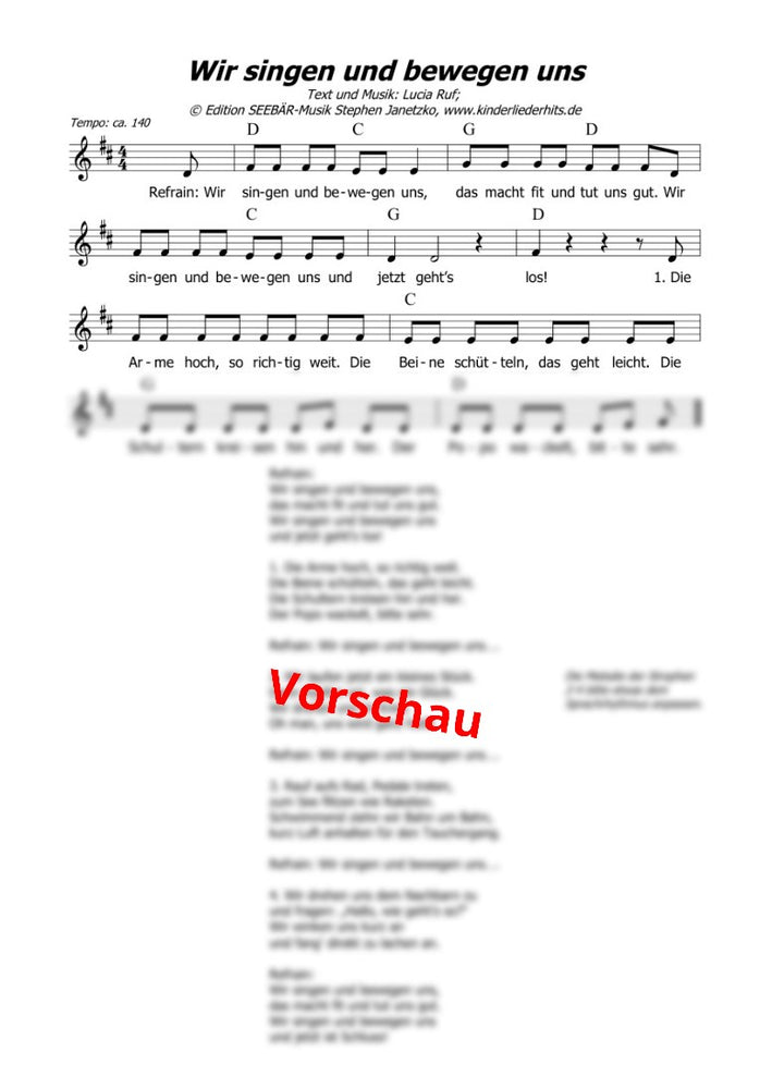 "Wir singen und bewegen uns" - Noten Download