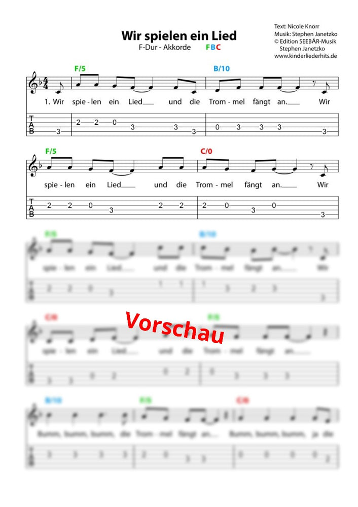 "Wir spielen ein Lied" - Noten Download