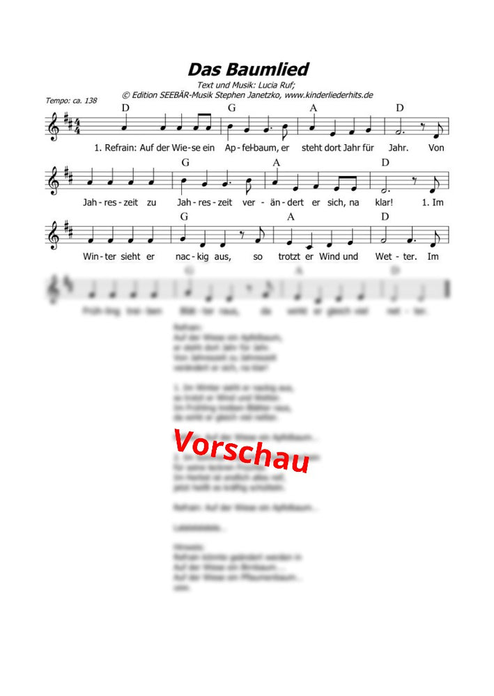 "Das Baumlied" - Noten Download