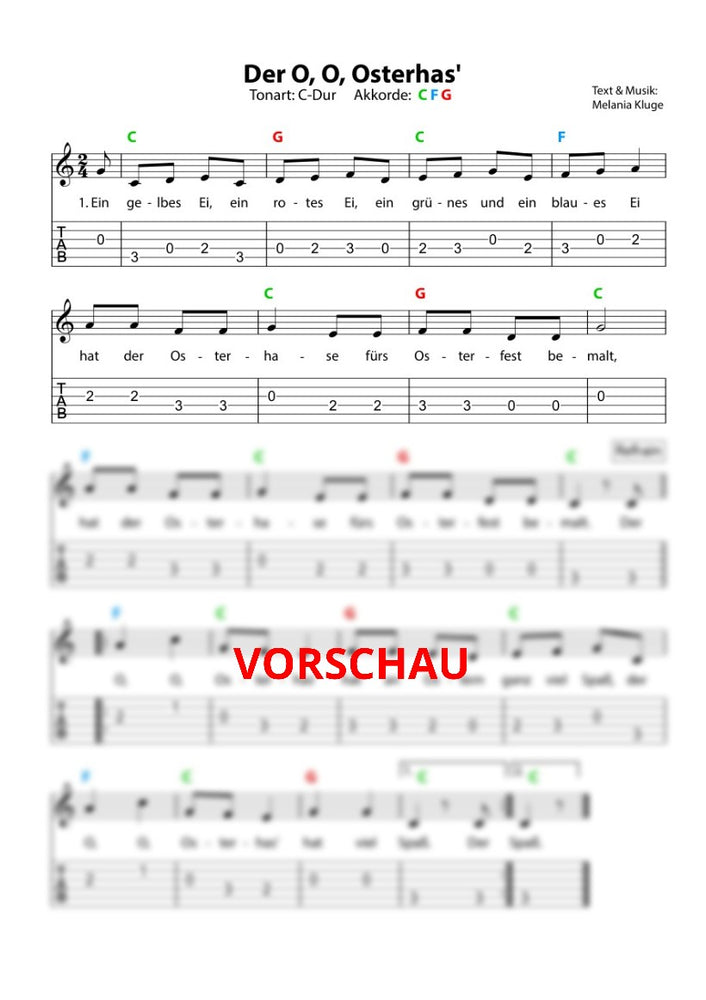 "Der O, O Osterhas" - Noten und Spielanregungen Download