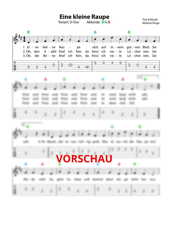 "Eine kleine Raupe" - Noten und Spielanregungen Download