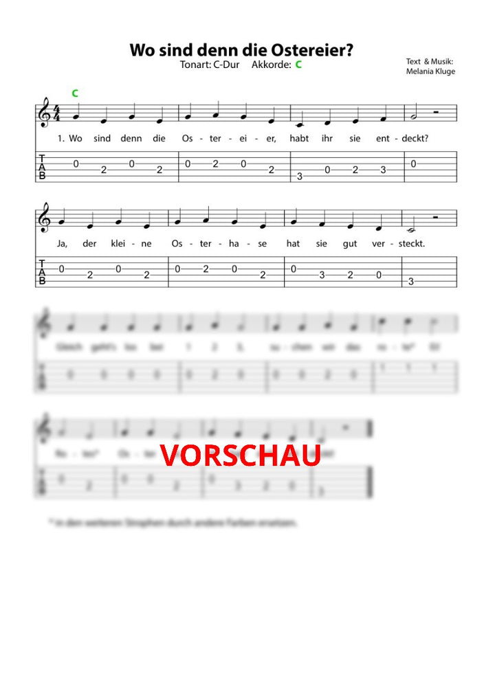 "Wo sind denn die Ostereier?" - Noten und Spielanregungen Download