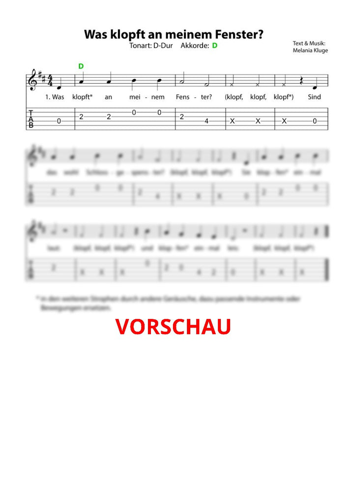 "Was klopft an meinem Fenster?" - Noten und Spielanregungen Download
