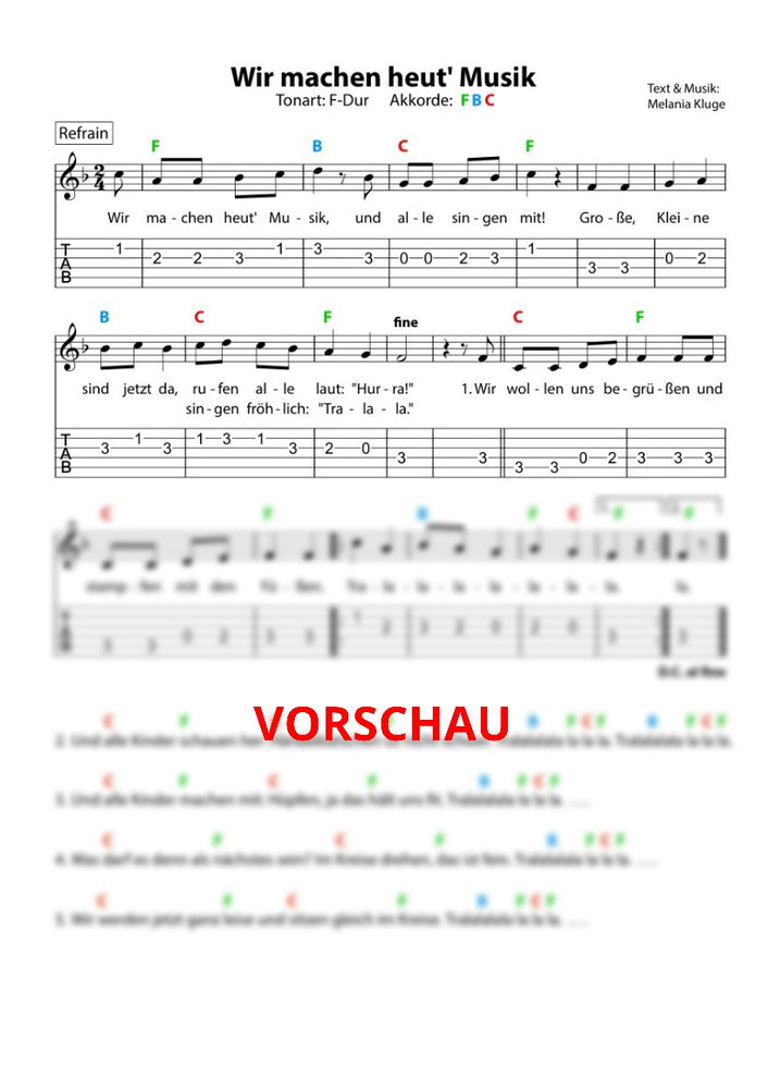 "Wir machen heut Musik" - Noten und Spielanregungen Download