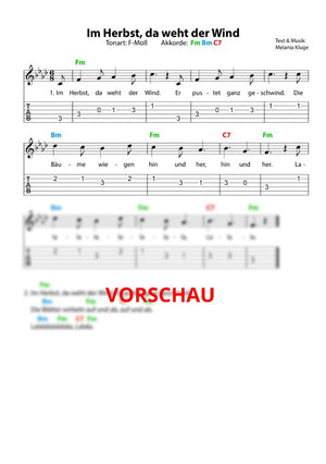 "Im Herbst da weht der Wind" - Noten und Spielanregungen Download