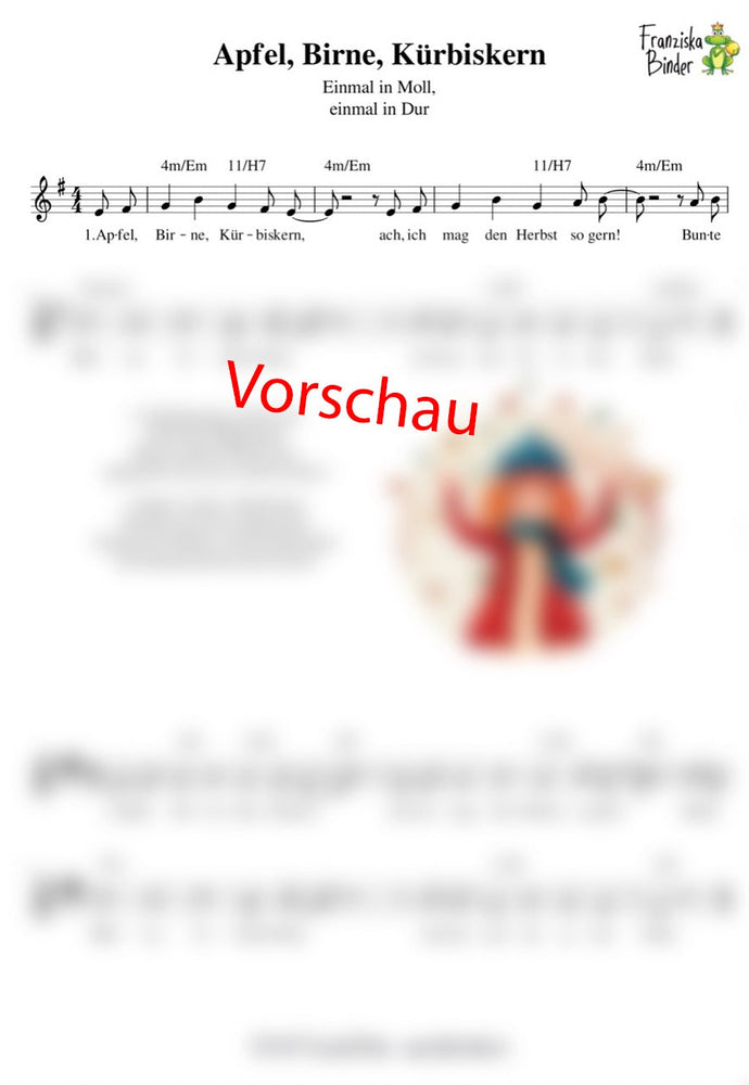 "Apfel, Birne, Kürbiskern (Moll und Dur)" - Noten Download