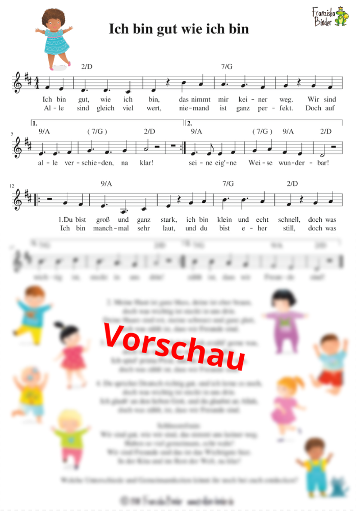 "Ich bin gut, wie ich bin" - Noten Download