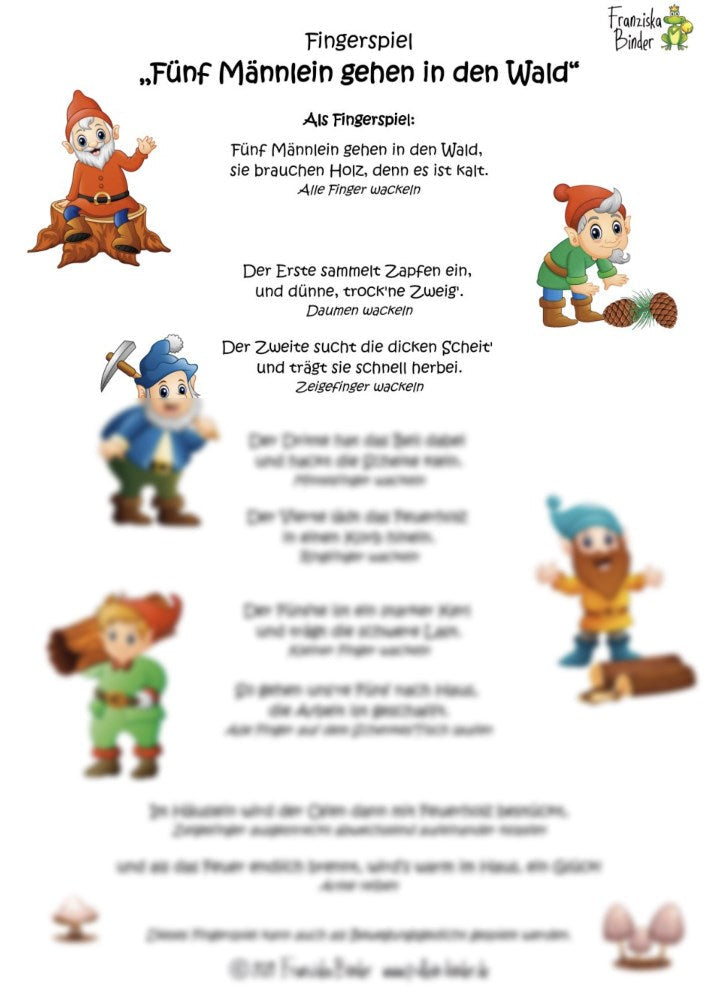 "Fünf Männlein gehen in den Wald" - PDF Download