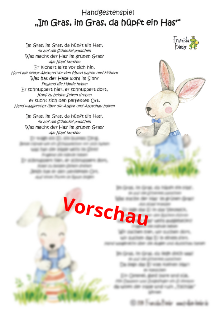 "Im Gras, im Gras, da hüpft ein Has'" - PDF Download