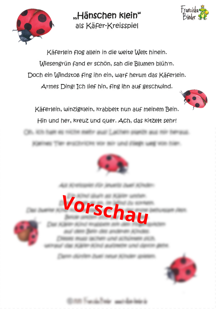 "Hänschen klein als Käfer-Kreisspiel" - PDF Download